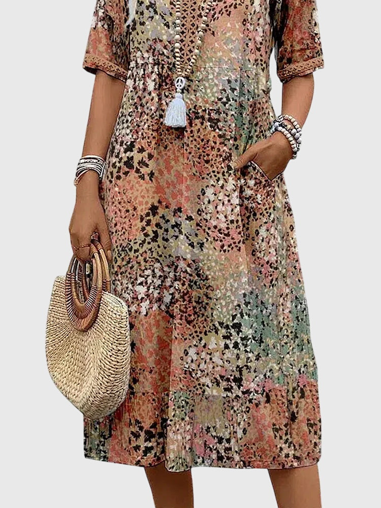 Casey | Women's V-Neck A-Line Midi Dress