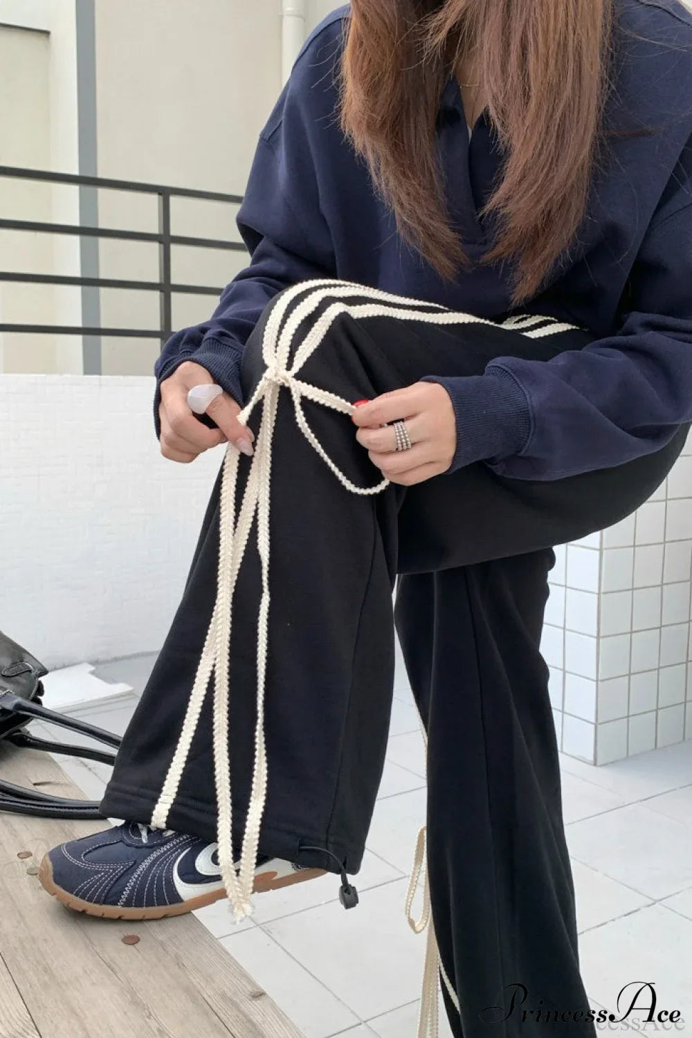 Casual High Waist Wide Leg Asymmetrical Pocket Pants