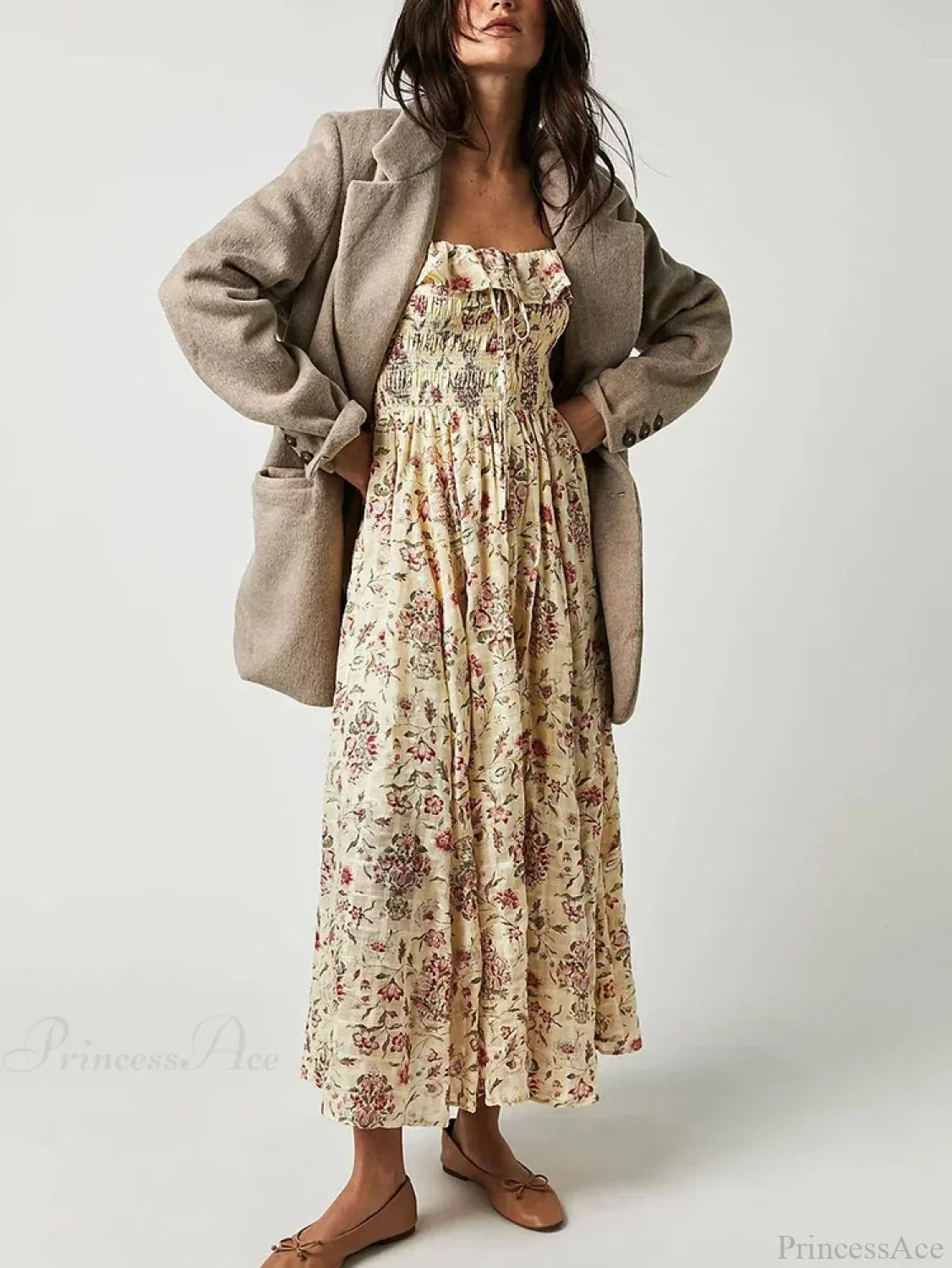 Chic Boho Backless Ruffle Floral Dress
