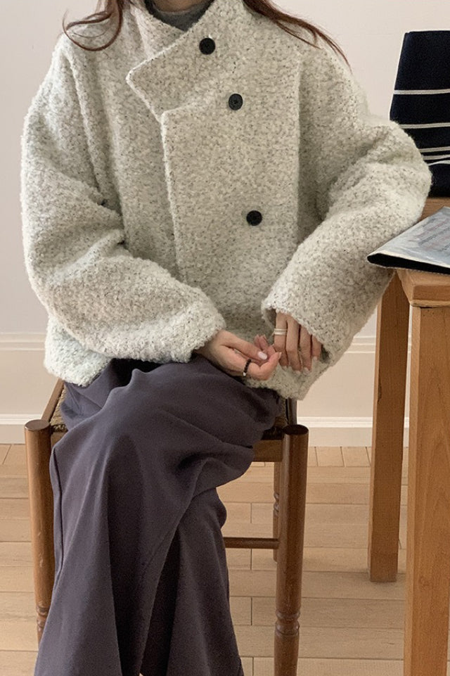 Wool Trendy Sweet Loose Snap Coat