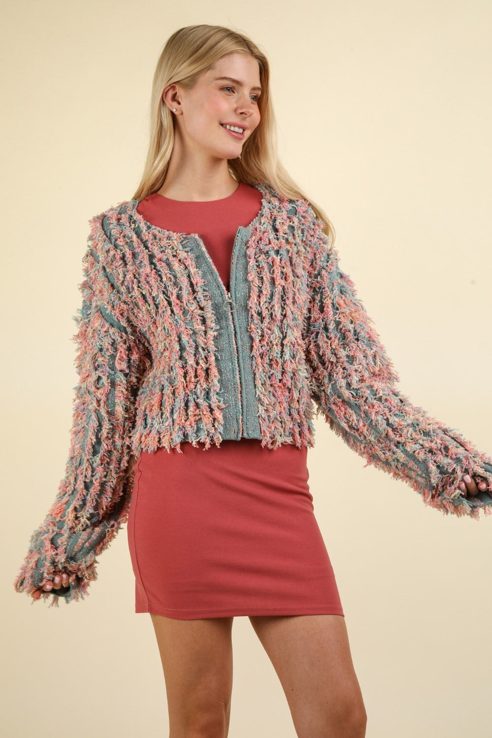 Sybille | Shaggy zip up cardigan