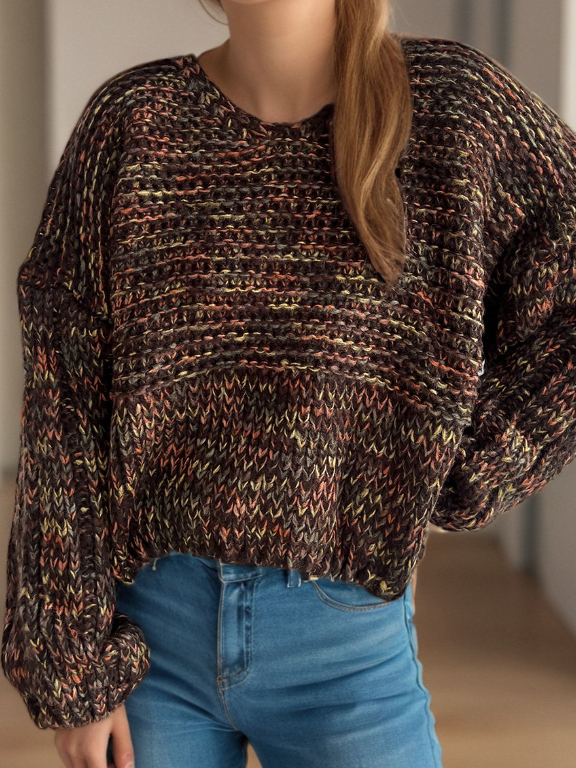 Iliana | Long-sleeved sweater with low shoulders