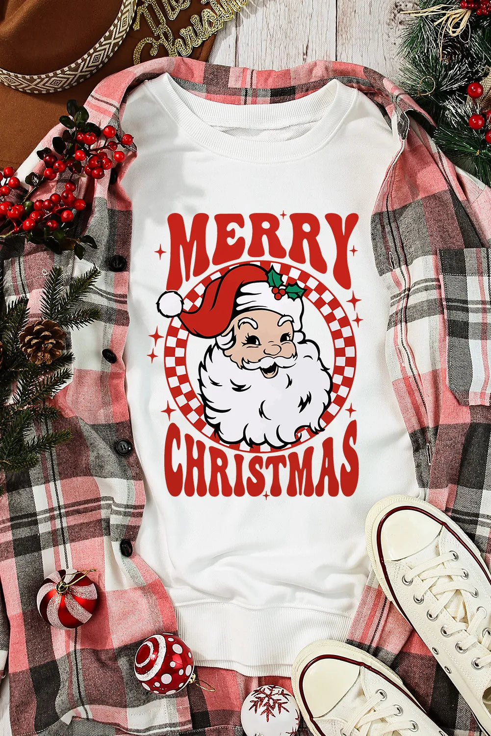 Josefina | Long sleeve crew neck sweatshirt with Santa graphic