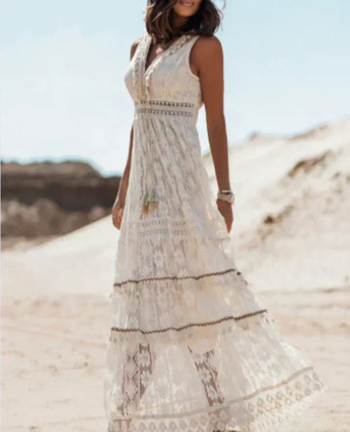 Daniela | Women's Sleeveless Lace A-Line Maxi Dress