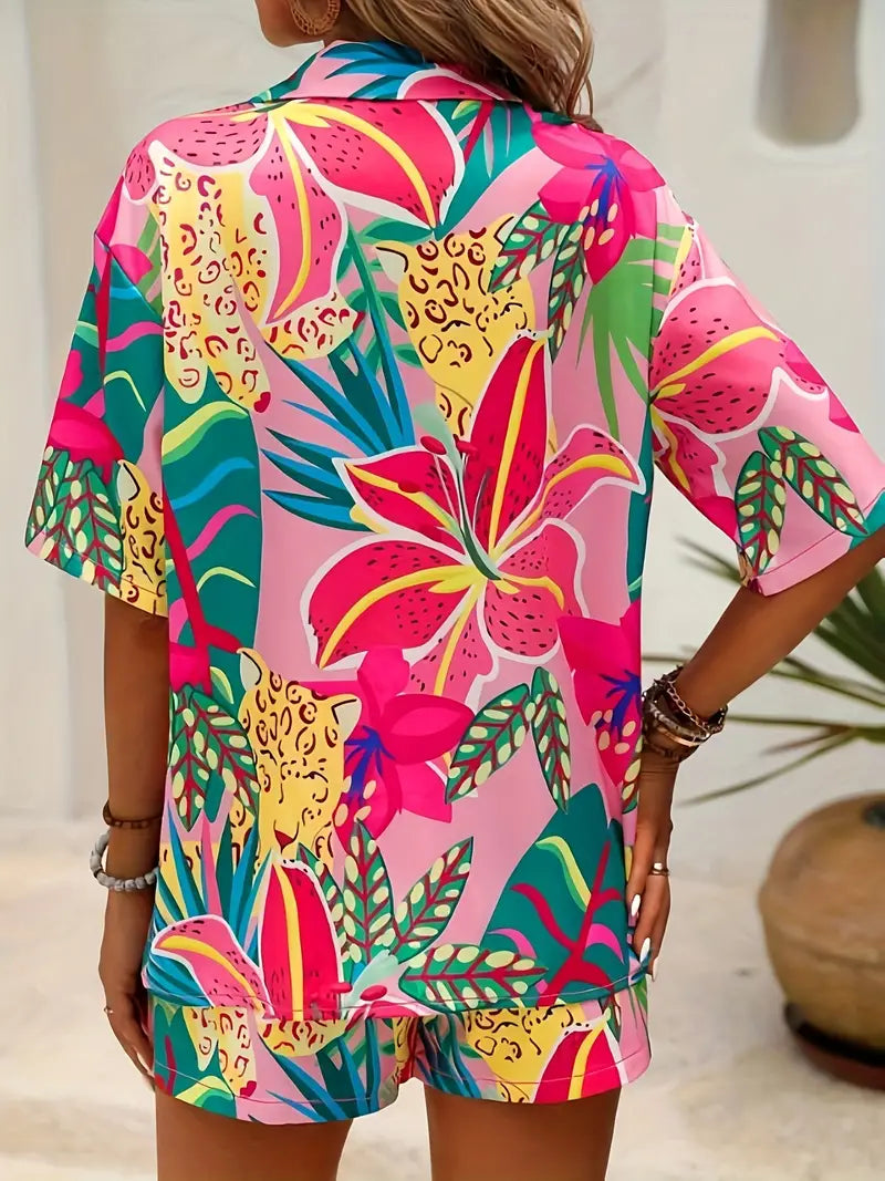 Esterina® | Shorts And Blouse With Tropical Print