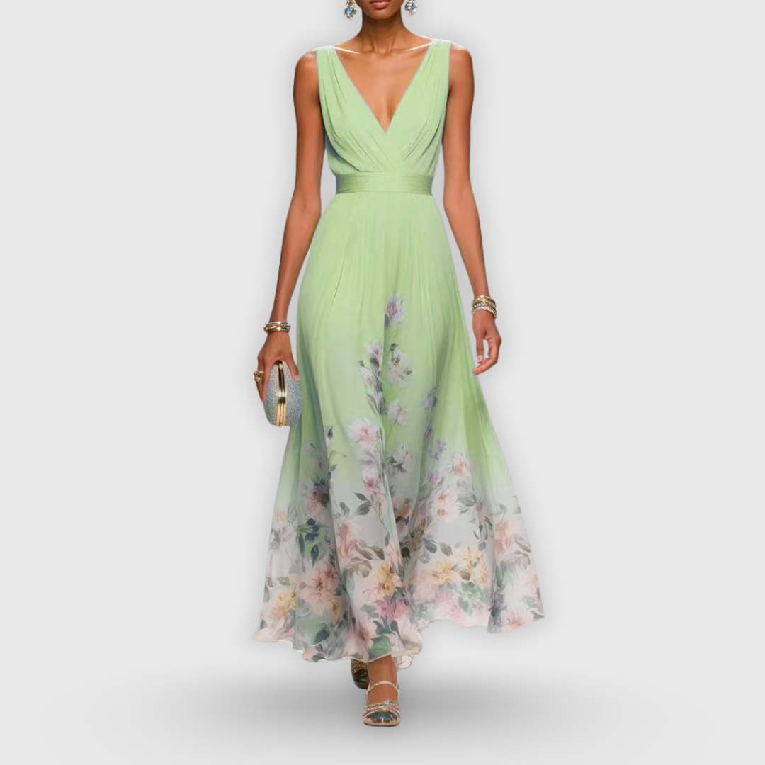Deanna | Women's Sleeveless Floral V-Neck Maxi Dress