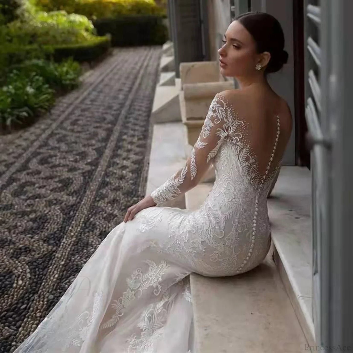 Deep V-Neck Backless Mermaid Wedding Dress