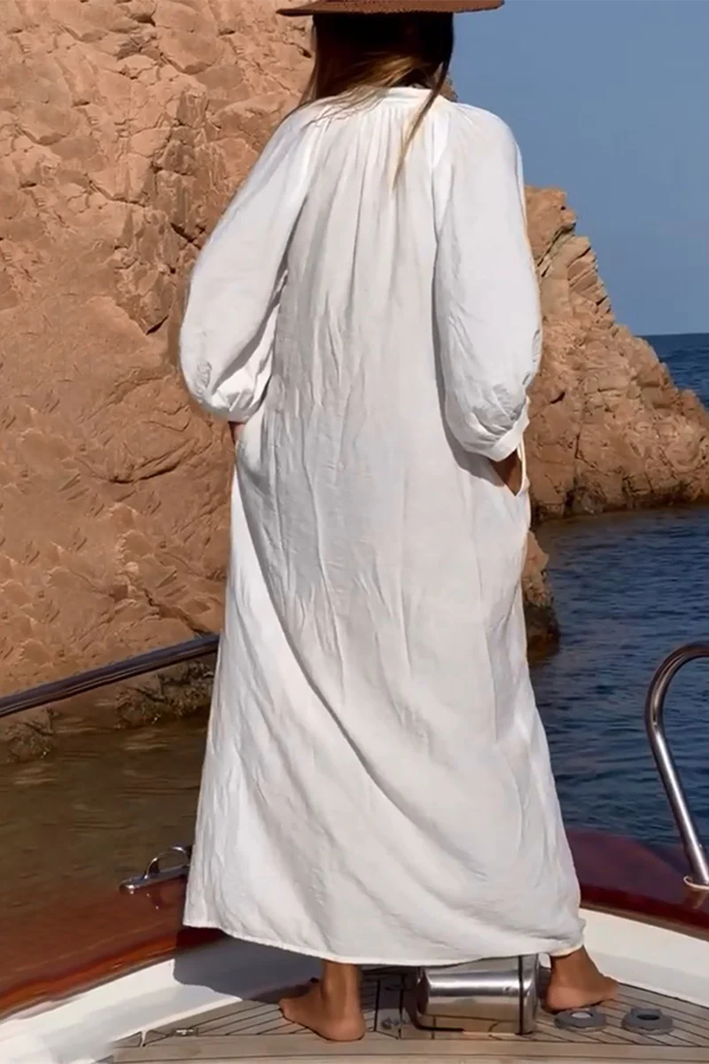 Judith® | Casual Holiday Solid Buckle Swimwear Up