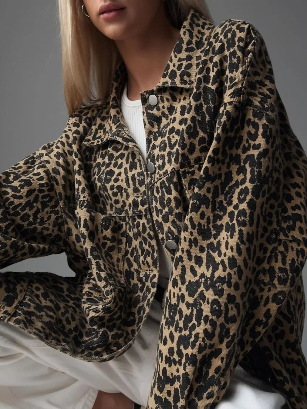 Mirjam® | Women's leopard print denim jacket