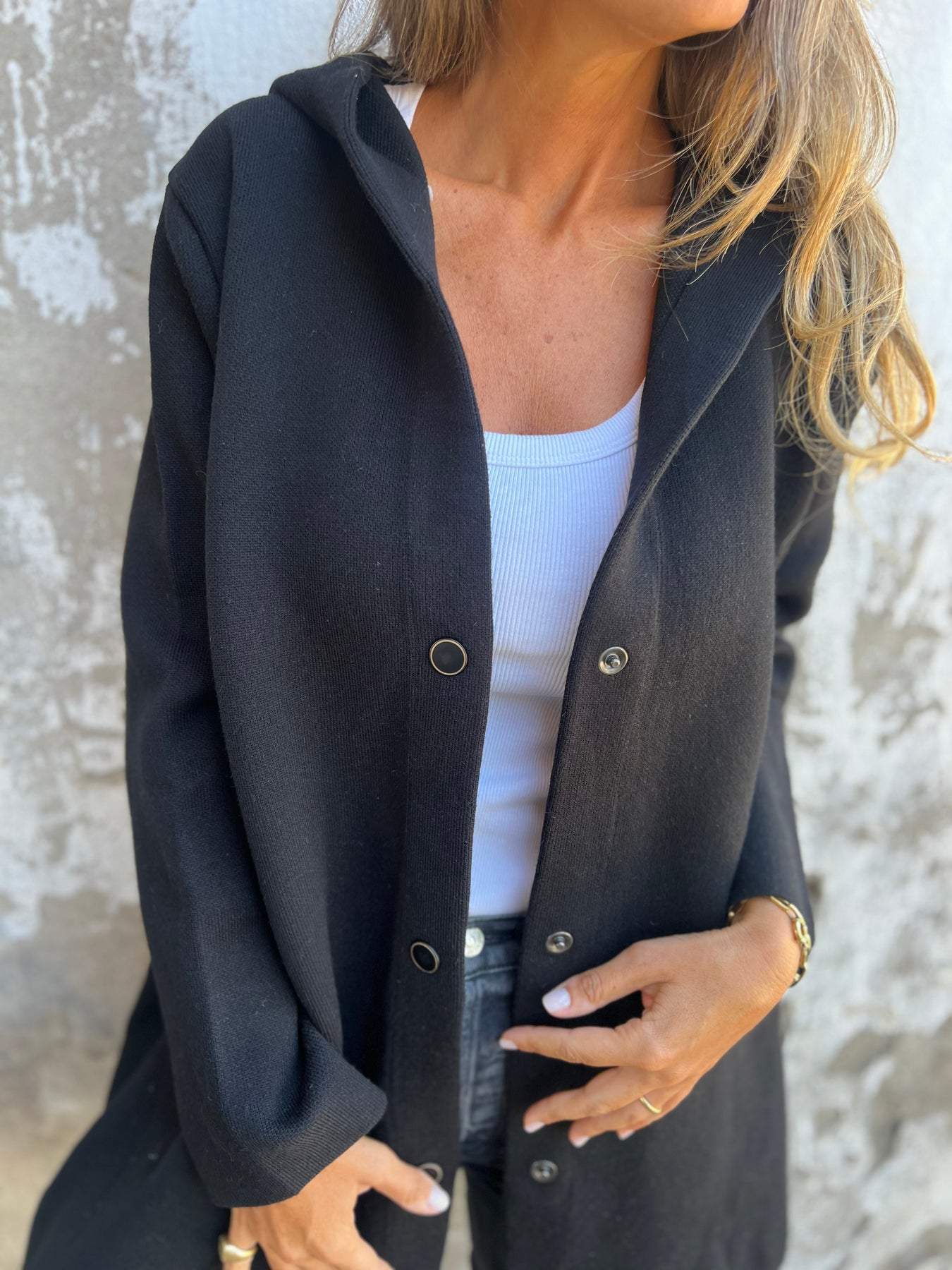 Anabel® | Cardigan with buttons and hood