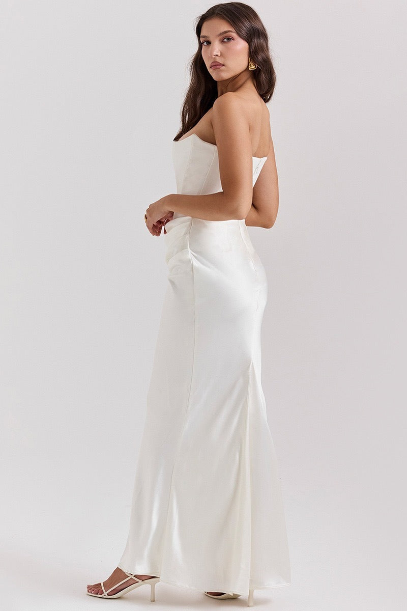 Strapless Boned Corset Bodycon Maxi Dress