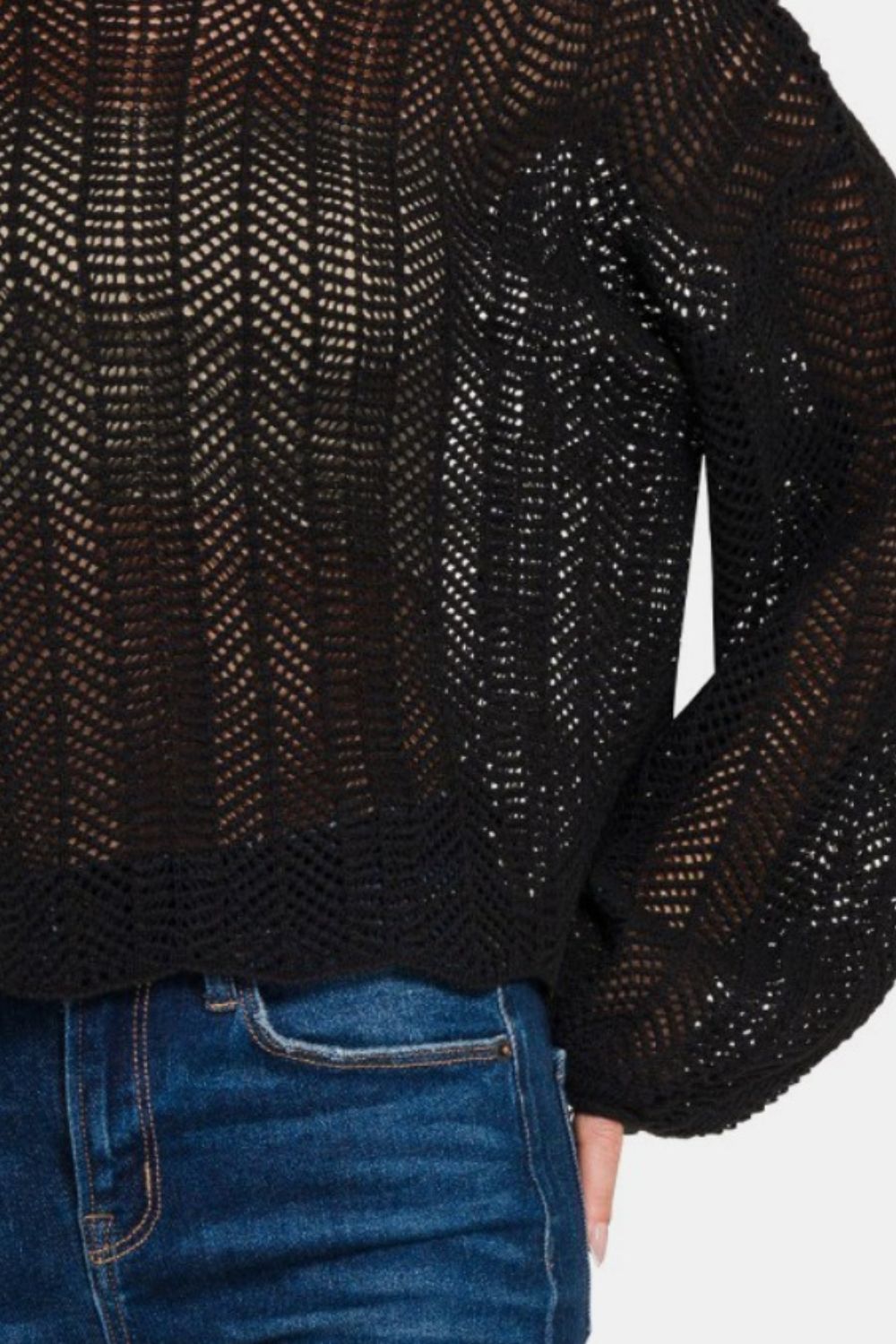 Rita | Zenana hollowed out long sleeve knit dress