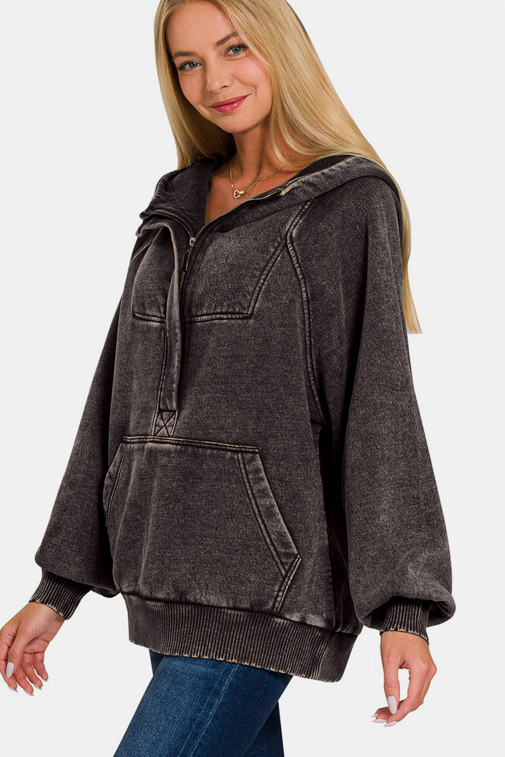 Carmen | Zenana Acid Wash Fleece Kangaroo Hoodie