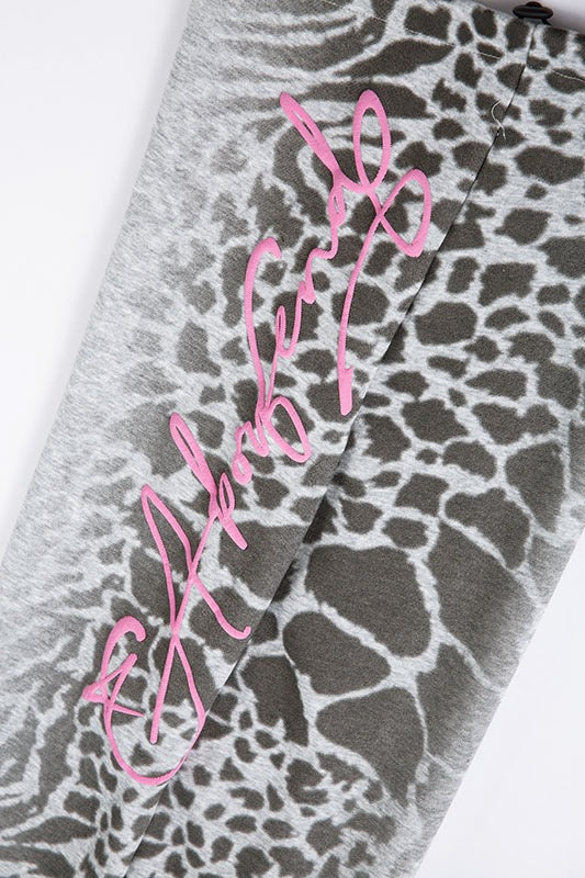 Retro Leopard Letter Embroidered Loose Pants