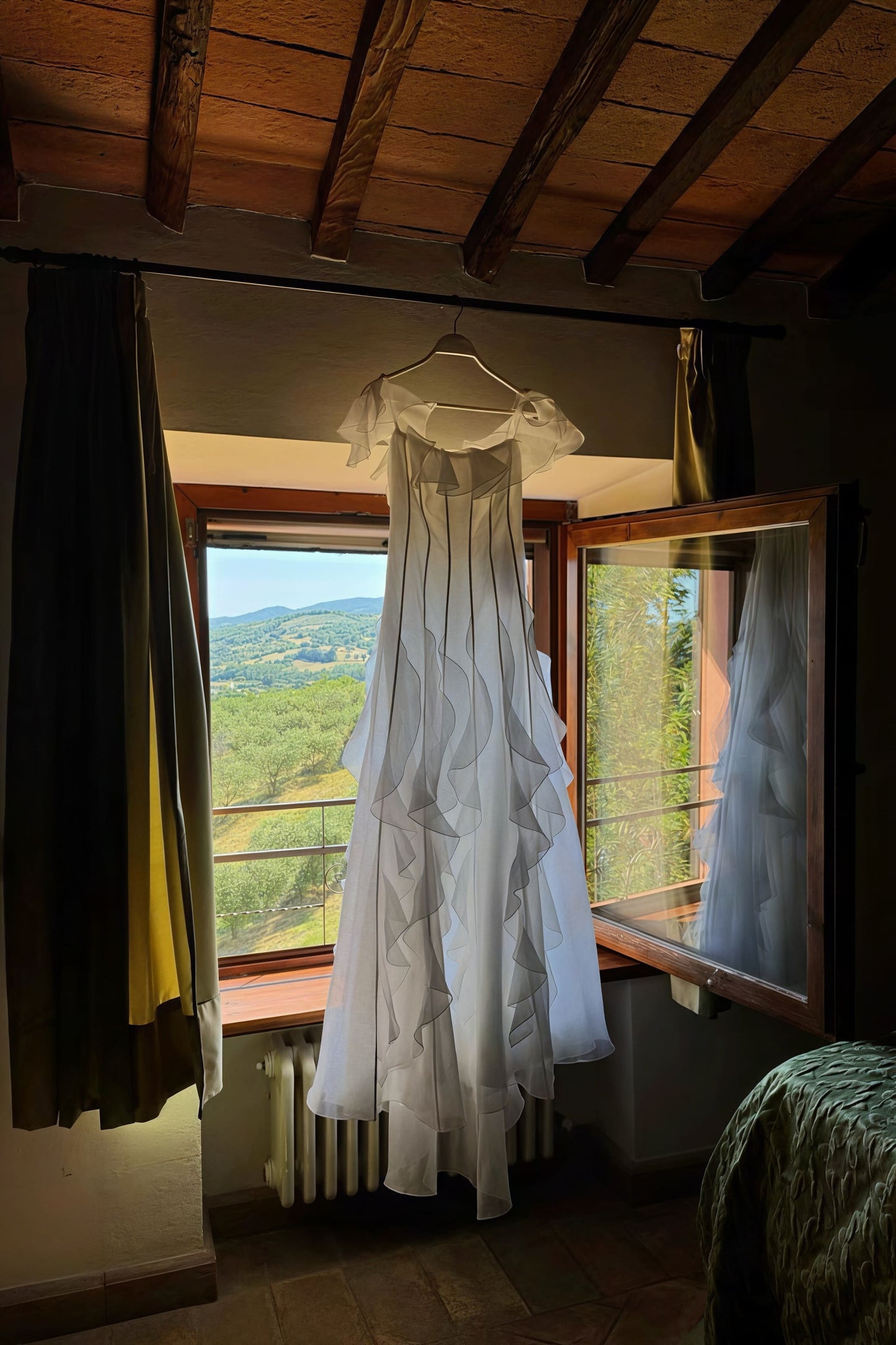 Sweet Off Shoulder Ruffle Tiered Reception Dress