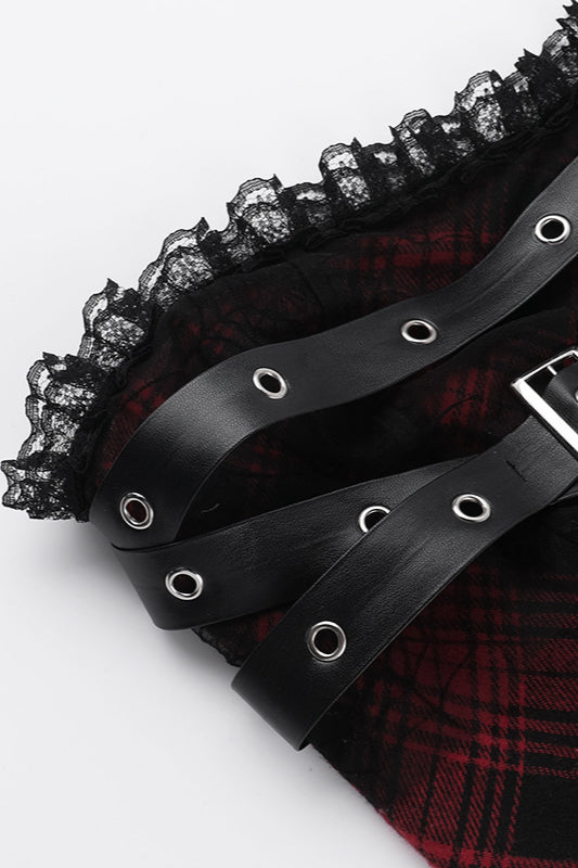 Slim Check Bodycon Gothic Dress