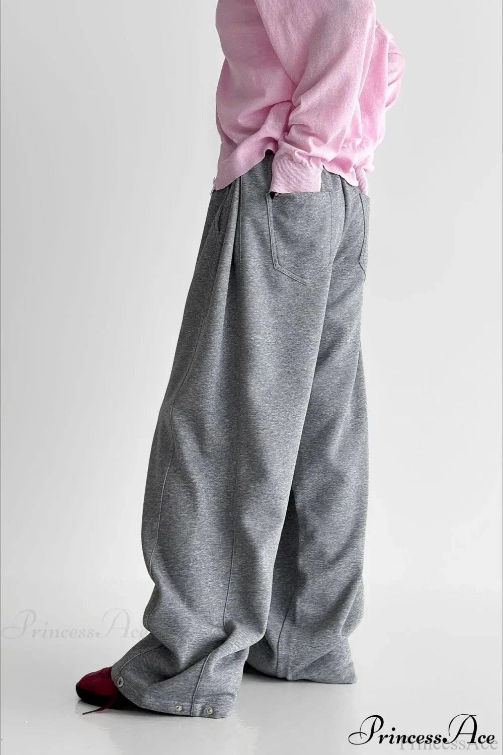 Elastic High-Waist Drawstring Wide Pants