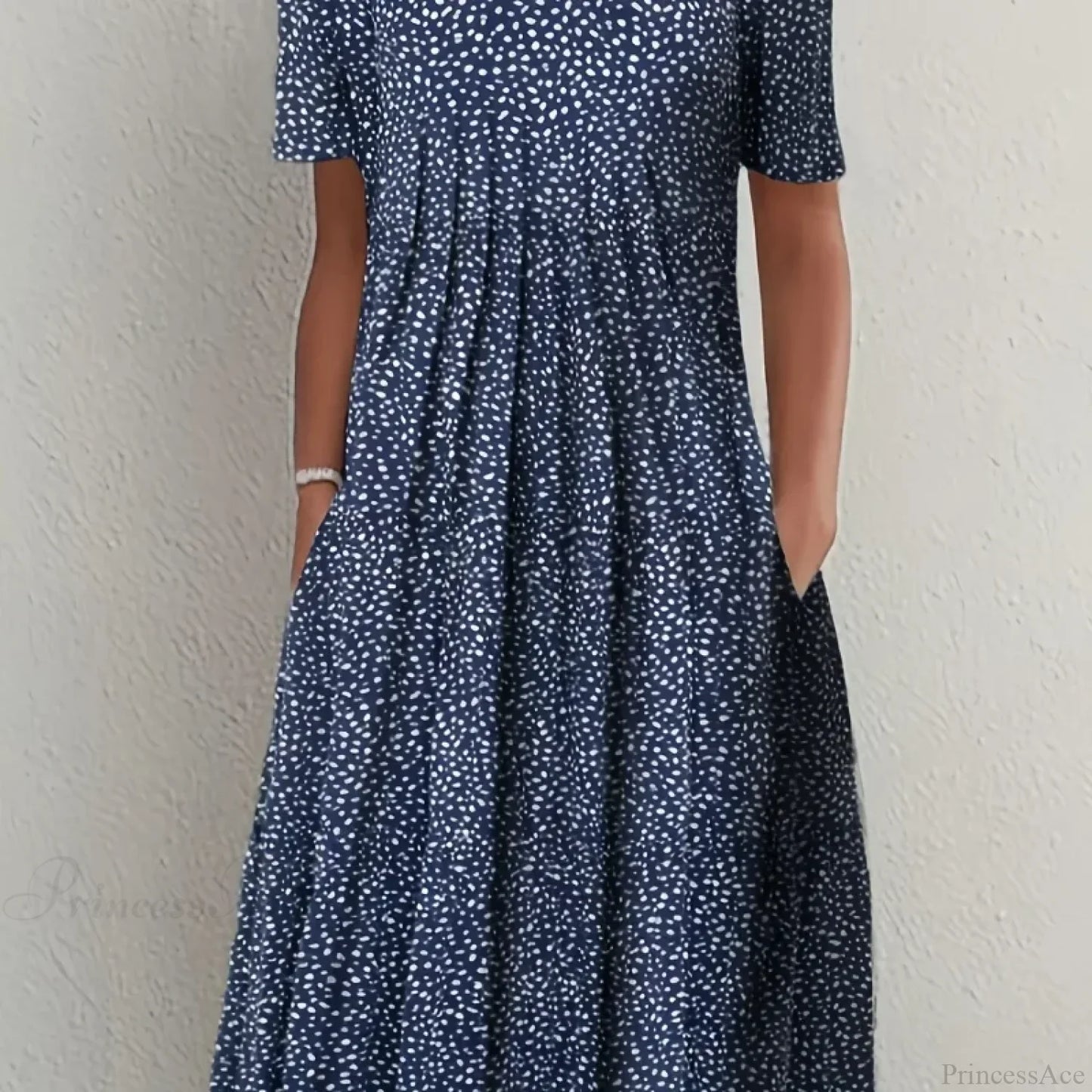 Elegant Spring Summer Round Neck Printed Floral Dress
