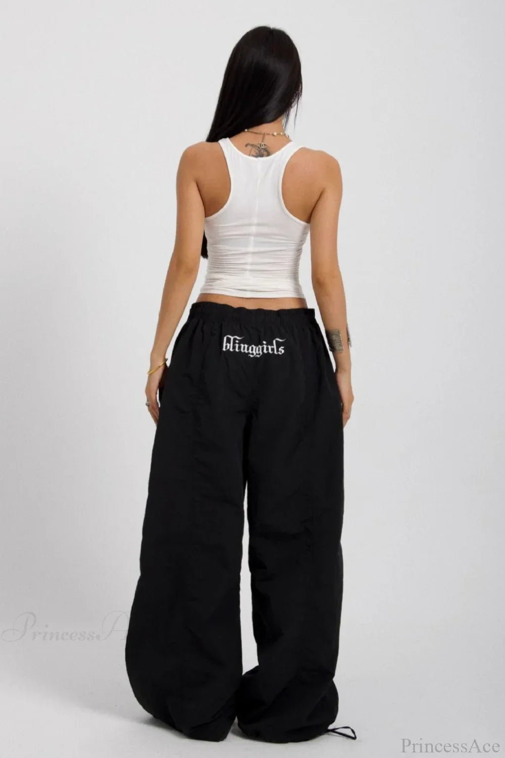 Embroidered Cargo Street Straight Leg Pants