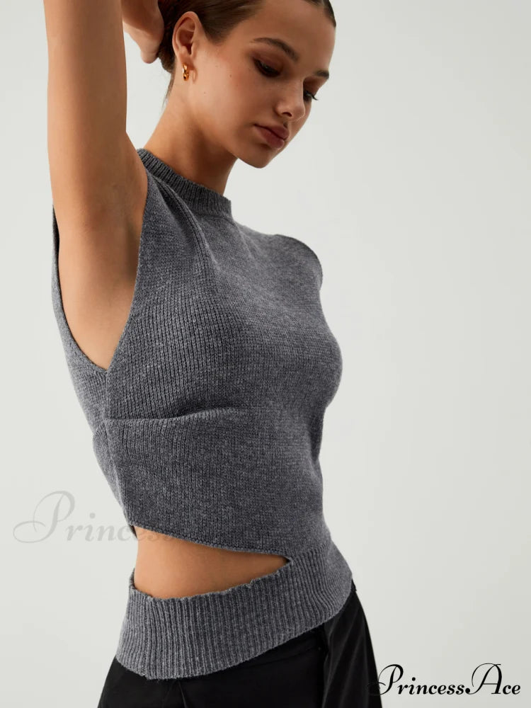Enlighten Me Graceful Cutout Sweater Vest