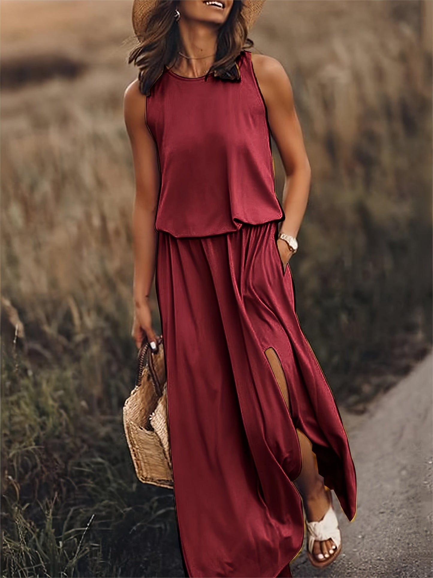 Erica | Women's Sleeveless A-Line Maxi Dress