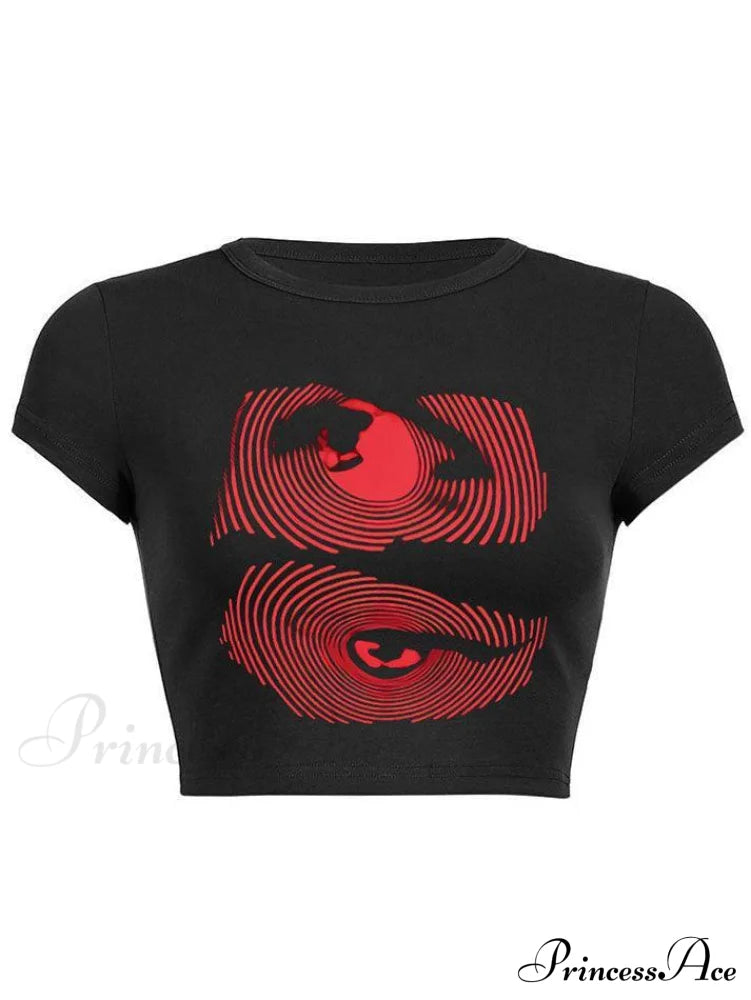 Eye Look Graphic Trendy Crop Tank Top