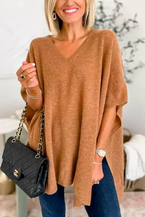 Regan® | Loose V-Neck Batwing Sweater