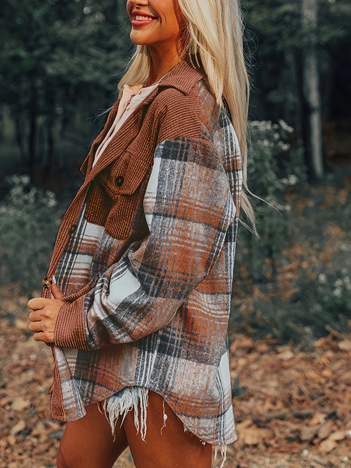 Natalia | Checked shirt blouse with collar and buttons