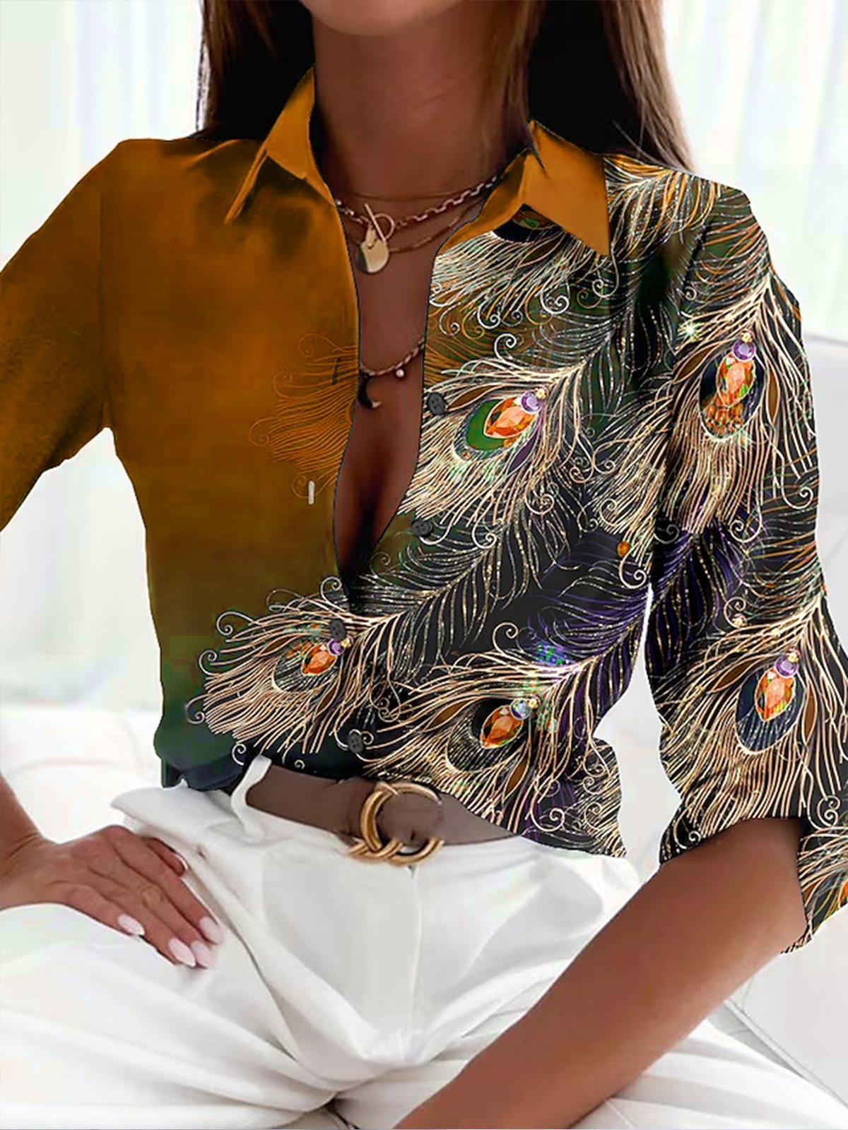 Ana® | Women's feather print blouse