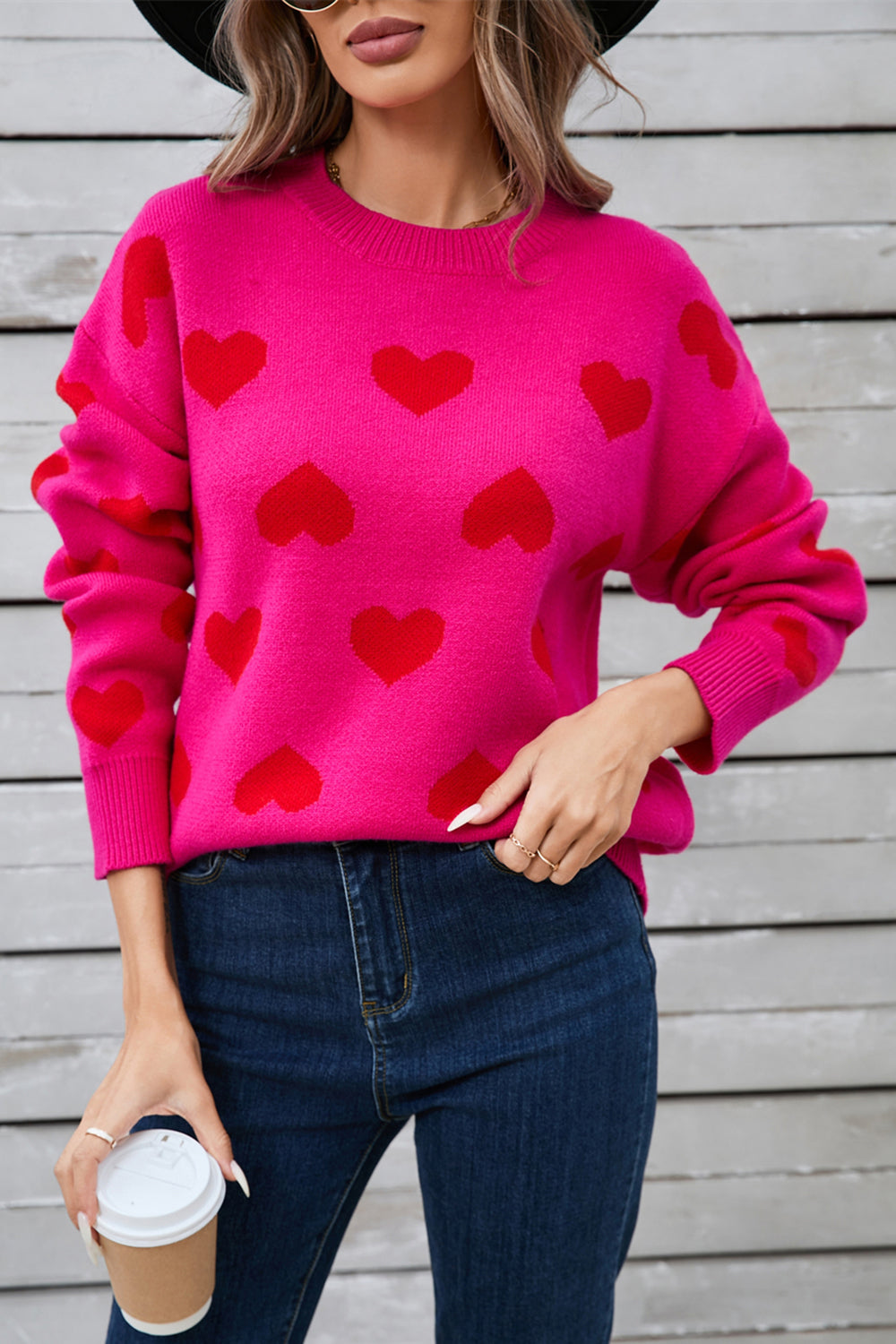 Romy | Heart-shaped, long-sleeved crew neck sweater