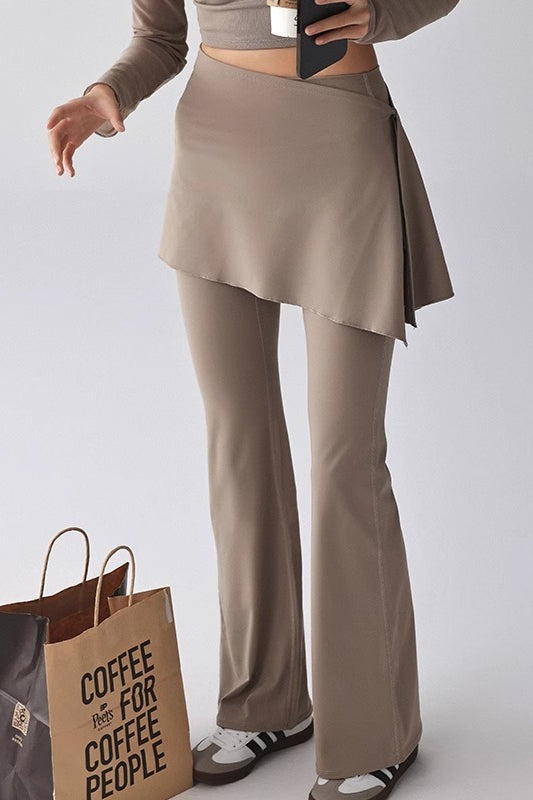 Flared High-Rise Fleece Lined Skirted Leggings