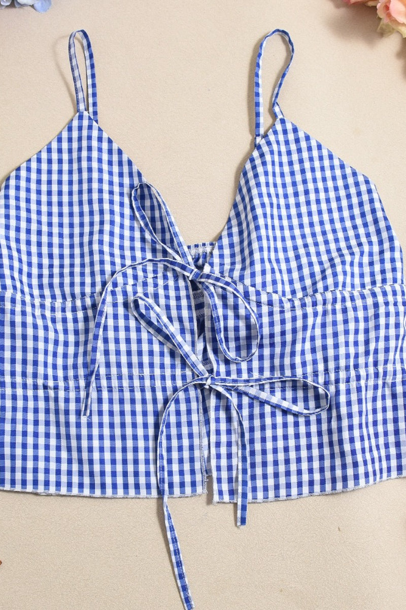 Backless Crop Top Lace - up Bandage Skirt Set