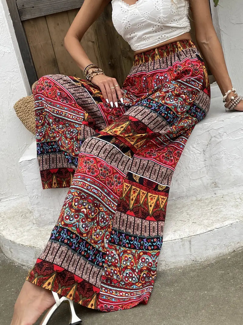 Laura® | Wide Leg Trousers With Tribal Print