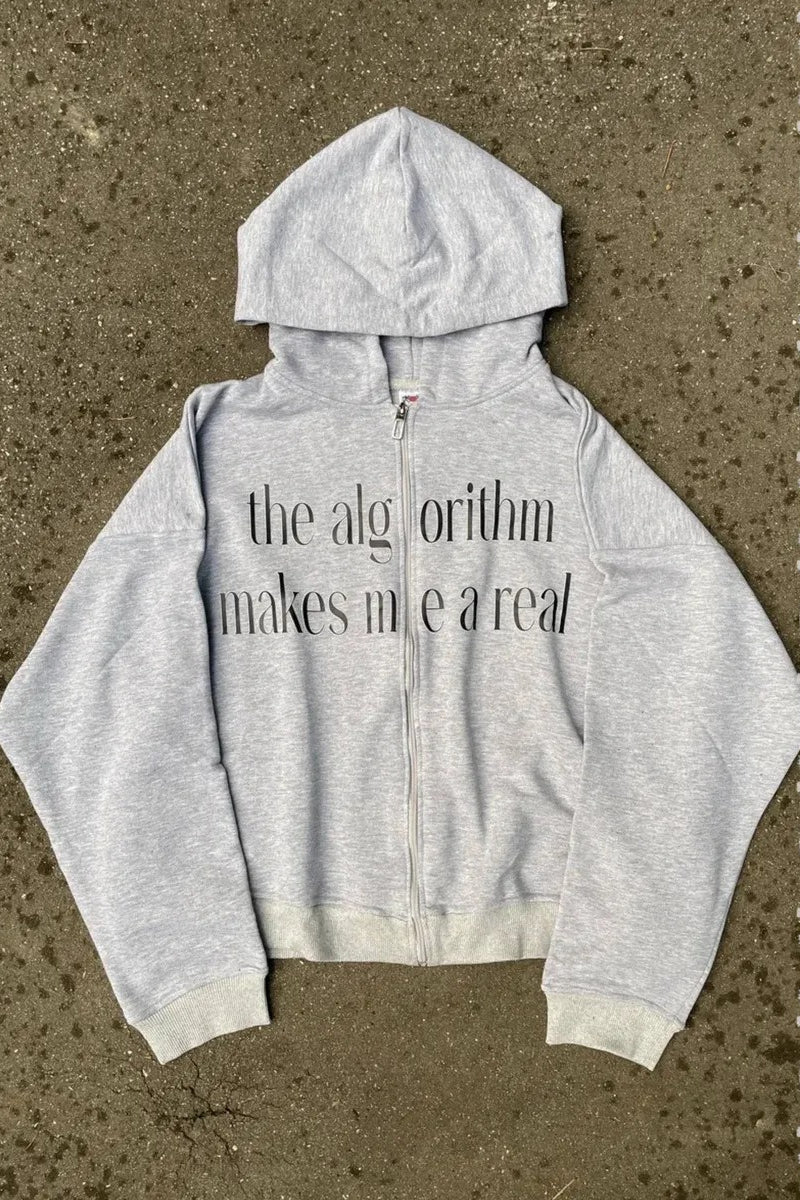 Chic Color Block Fun Letter Print Hoodie