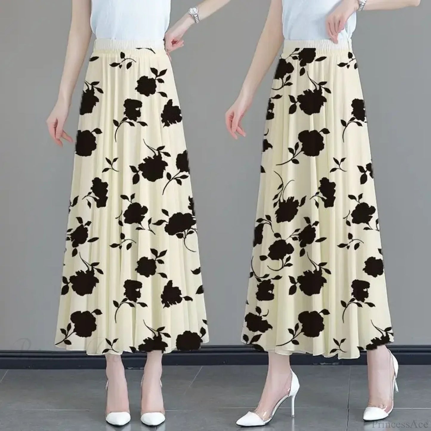 Floral High Waist Patchwork Chiffon Beach Skirt