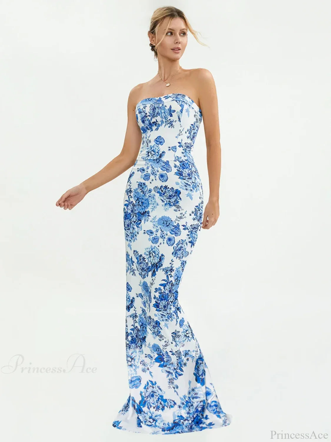 Floral Off-Shoulder Tube Bandeau Slit Bodycon Beach Holiday Floral Dress