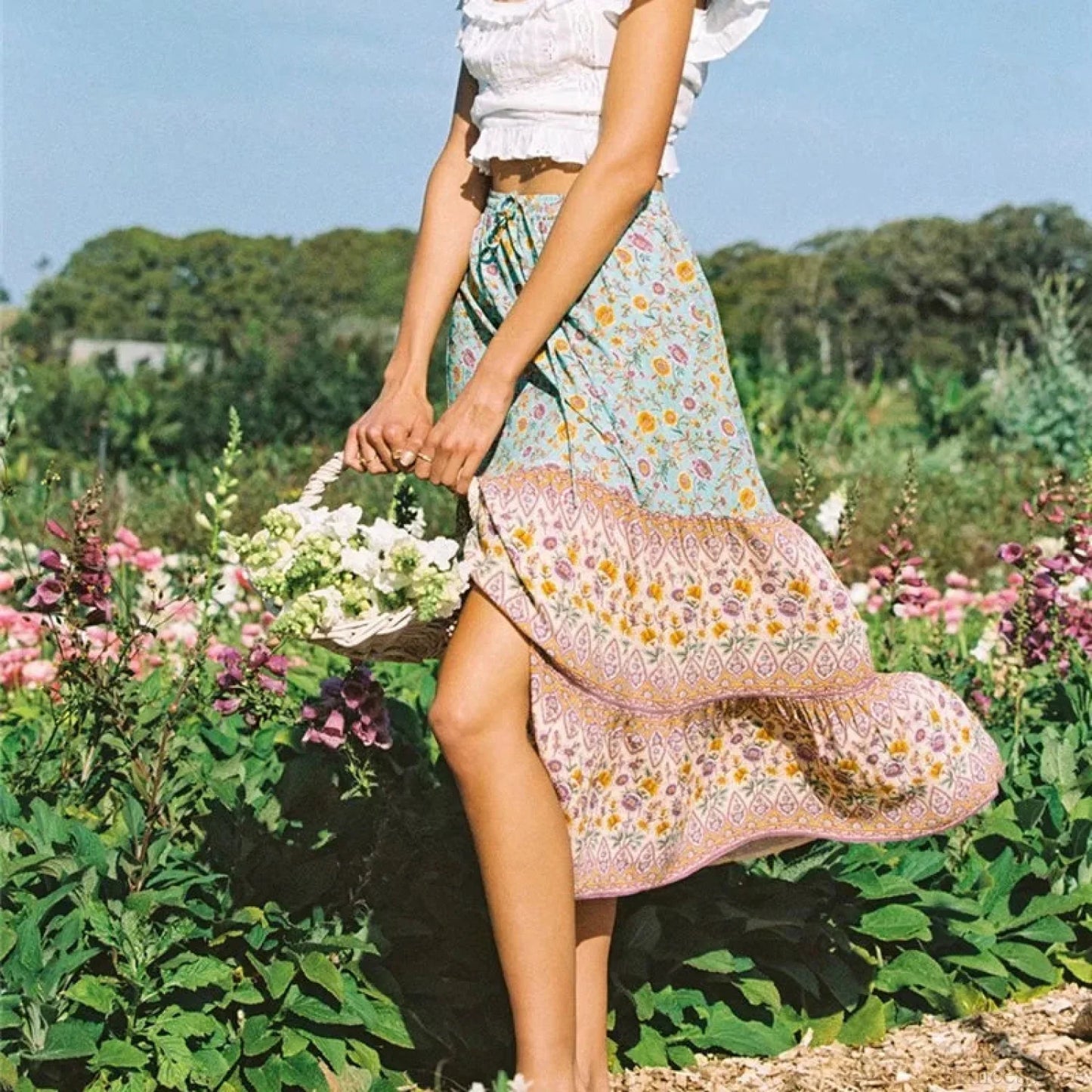 Floral Print Ethnic Beach Boho Rayon Skirt