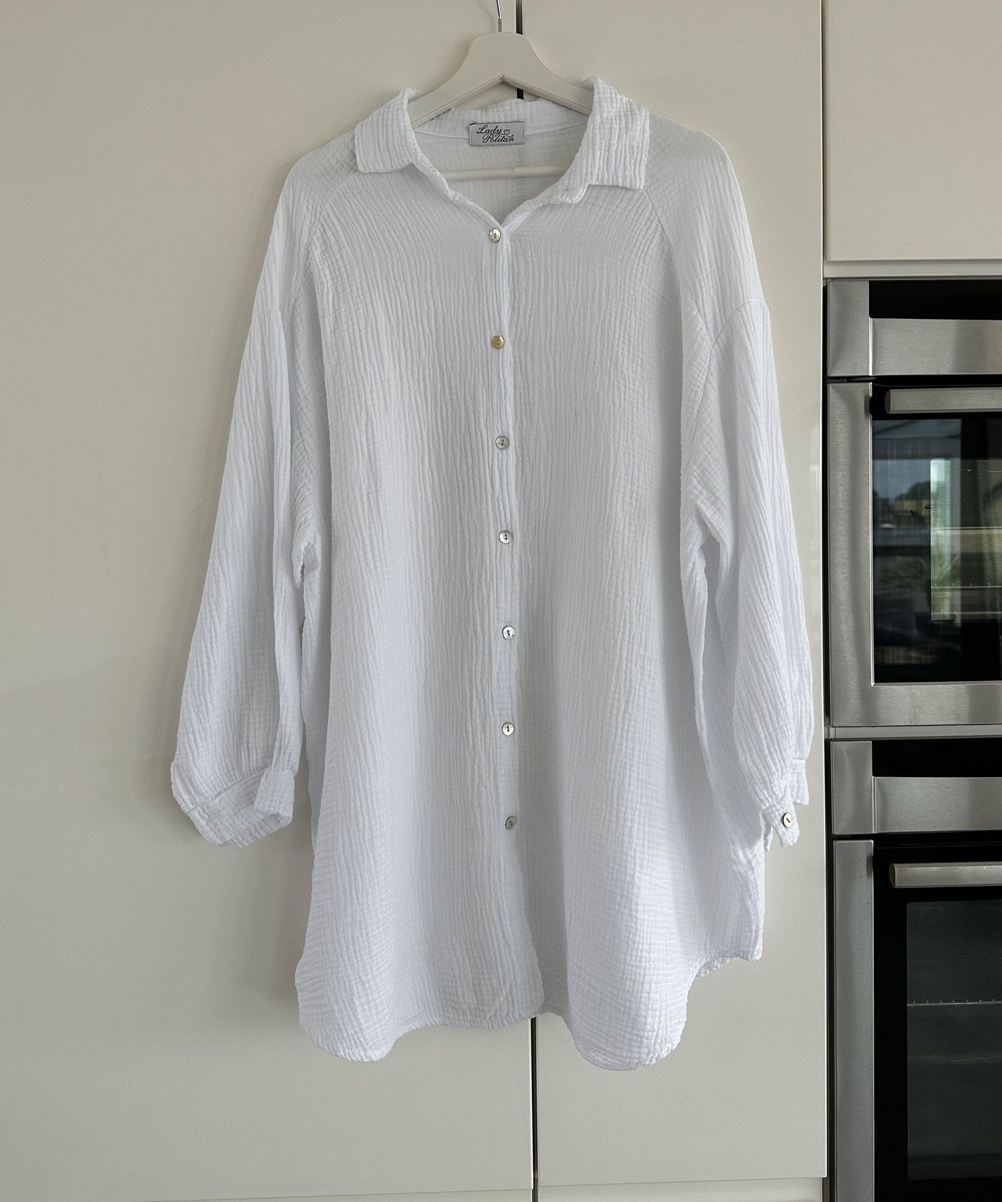 Giovanna® | Oversize Muslin Blouse Glitter Eye White