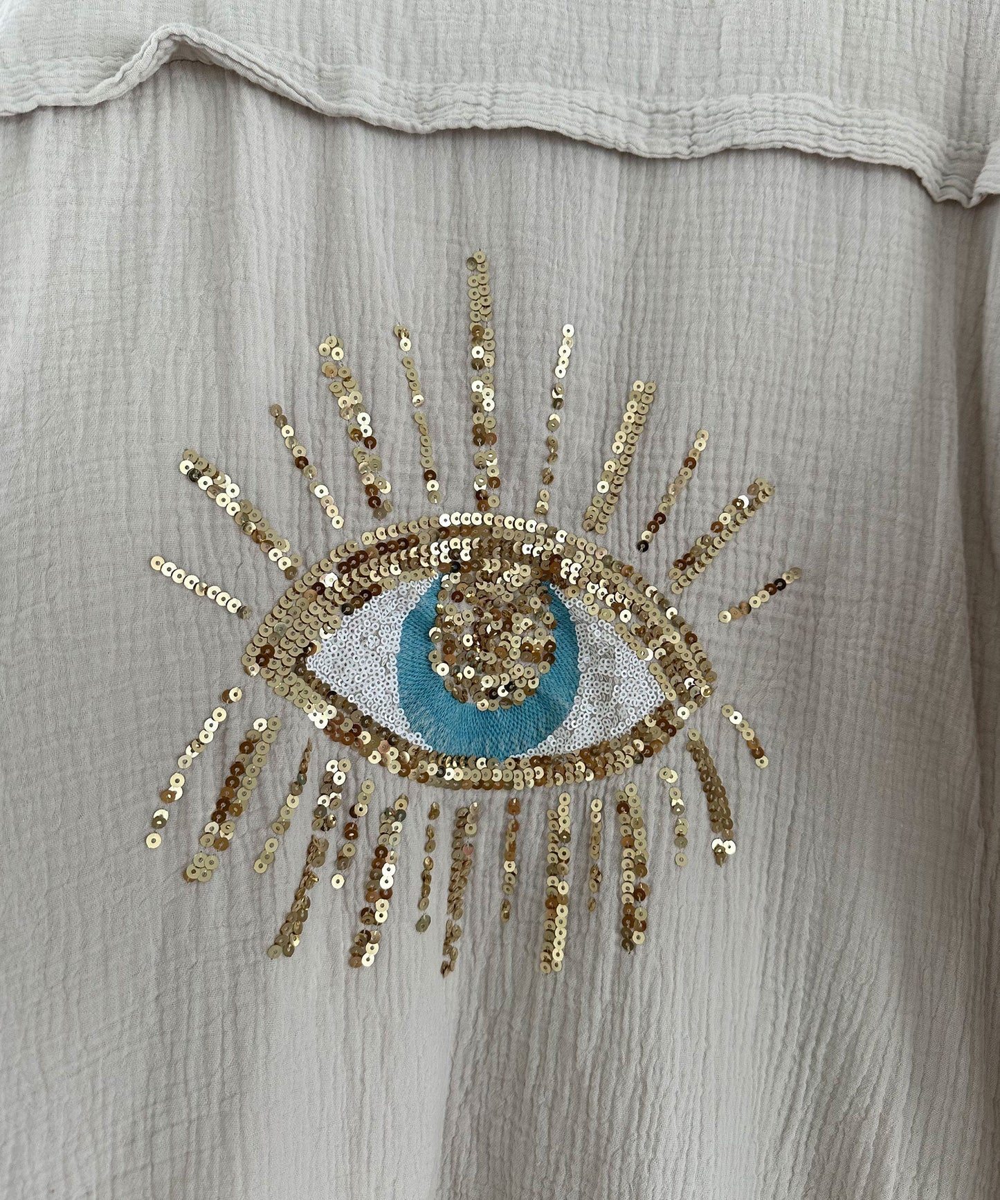 Griselda® | Oversize Muslin Blouse Glitter Eye Beige