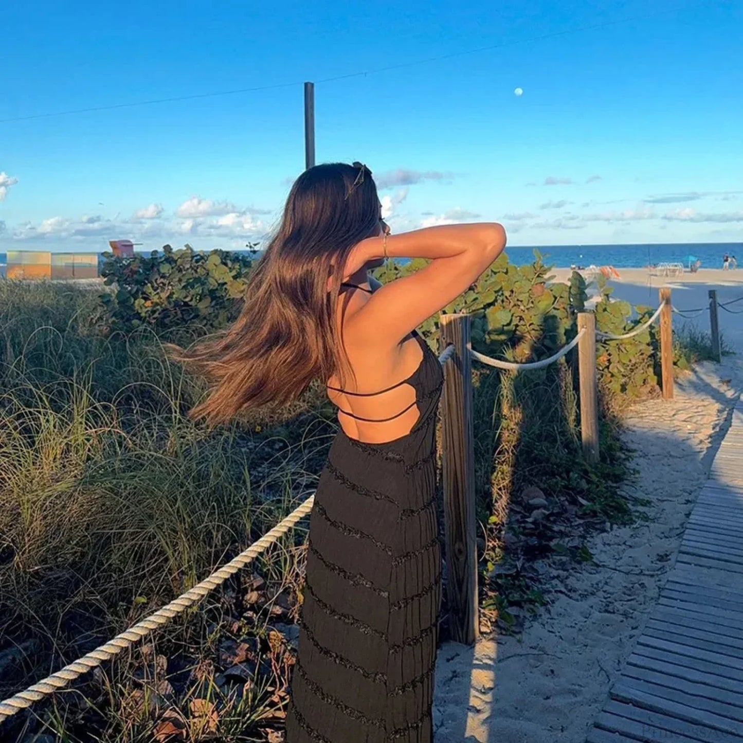 Halter Pleated Boho Vacation Dress