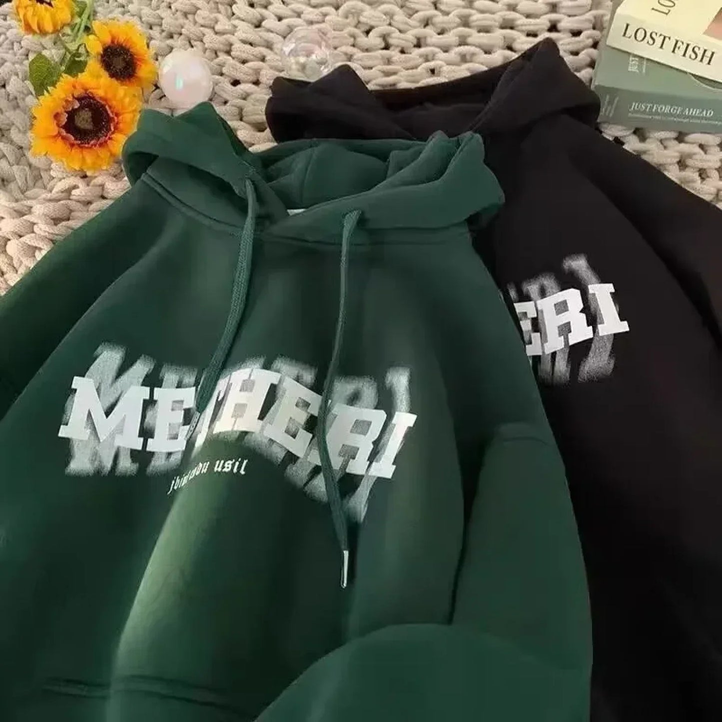 Hip Hop Letter Print Cotton Fleece Hoodie