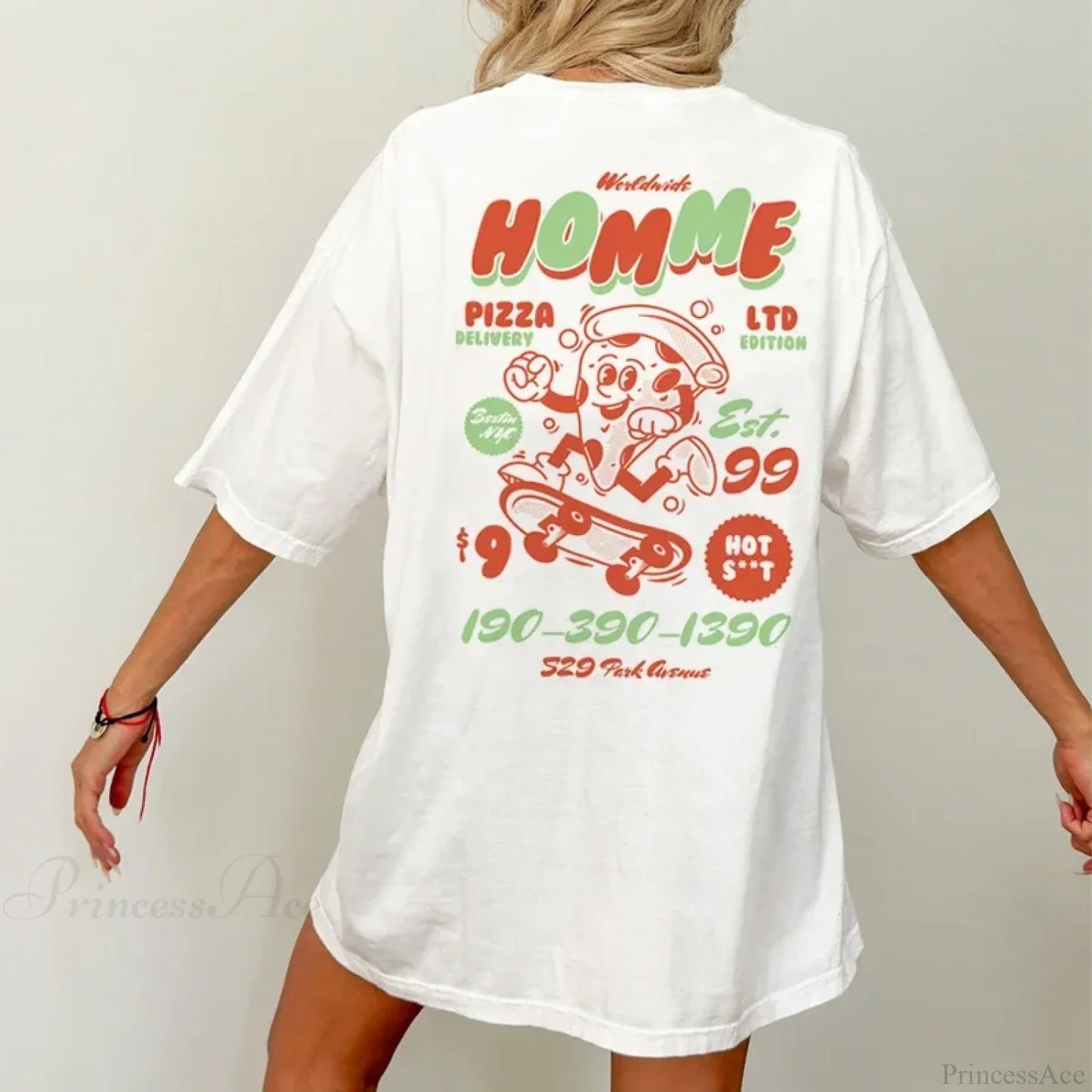 Hip Hop Pizza Back Print T-shirt
