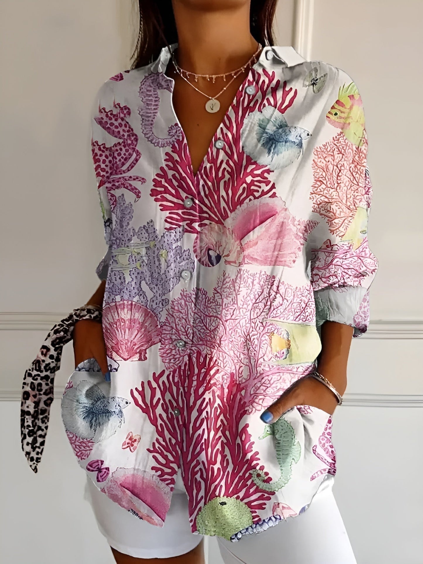 Janet | Women's Button-Down Printed Blouse