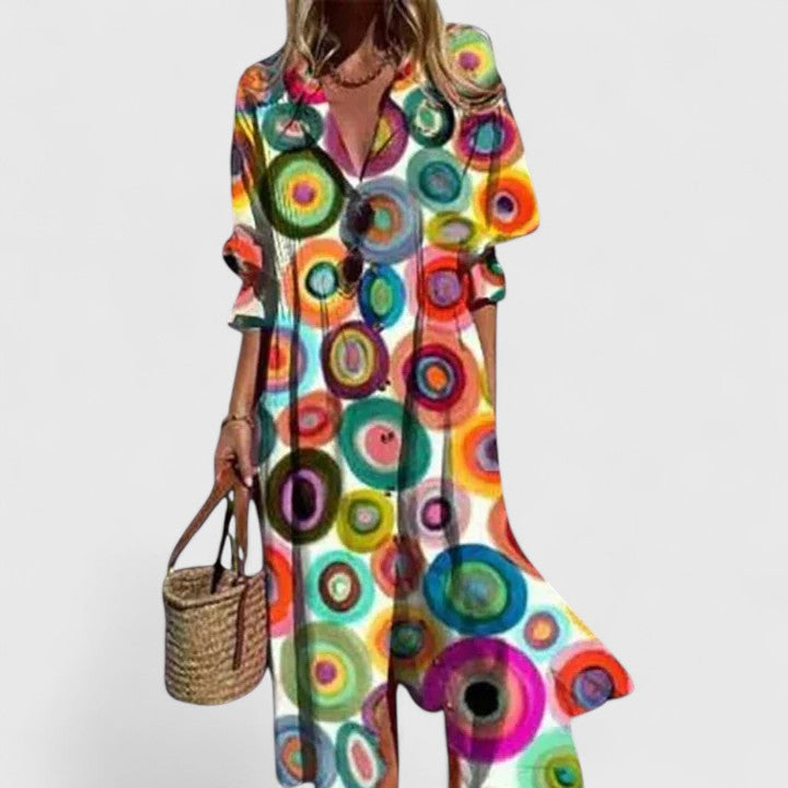 Kendra | Women's V-Neck Maxi Button Down Dress