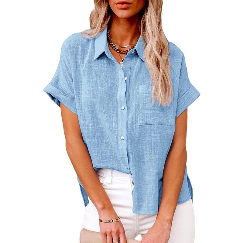 Soledad® | Casual Linen Short Sleeve Blouse