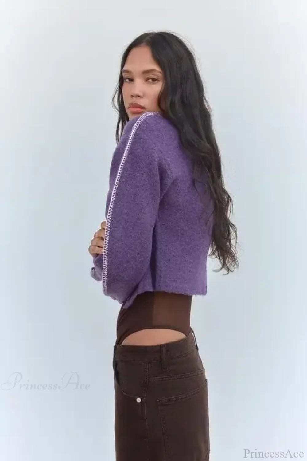 Lazy Loose High Collar Long Sleeve Cardigan