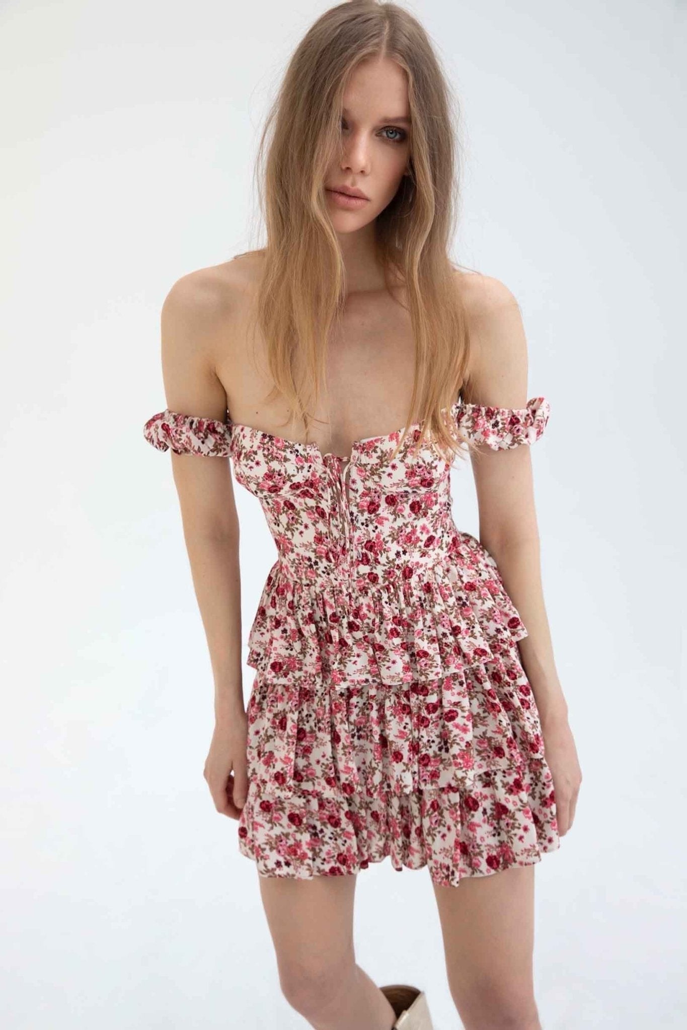 Vera® | Printed Tiered Mini Dress With Corset