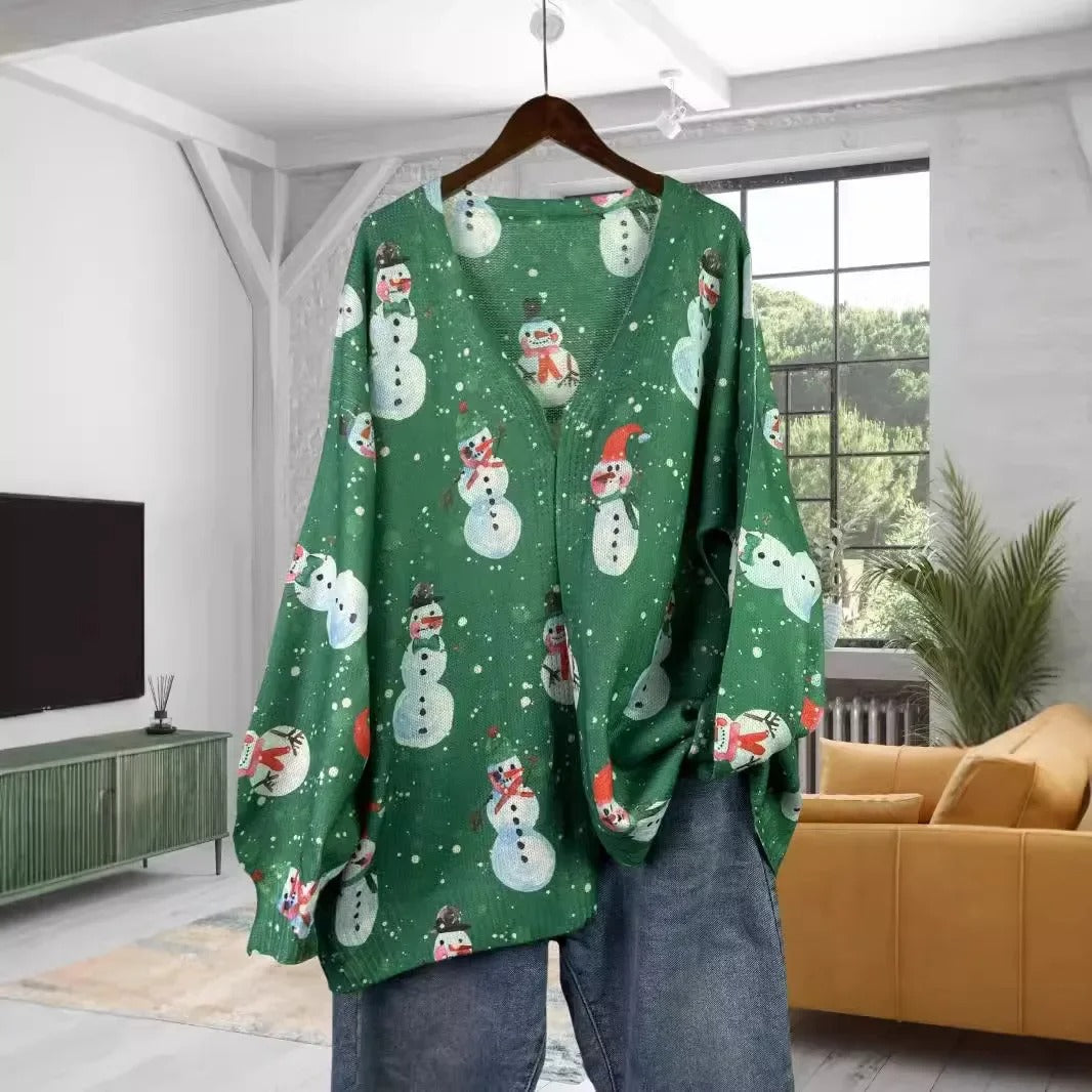 Silvia | Christmas kimono for women with a snowman motif