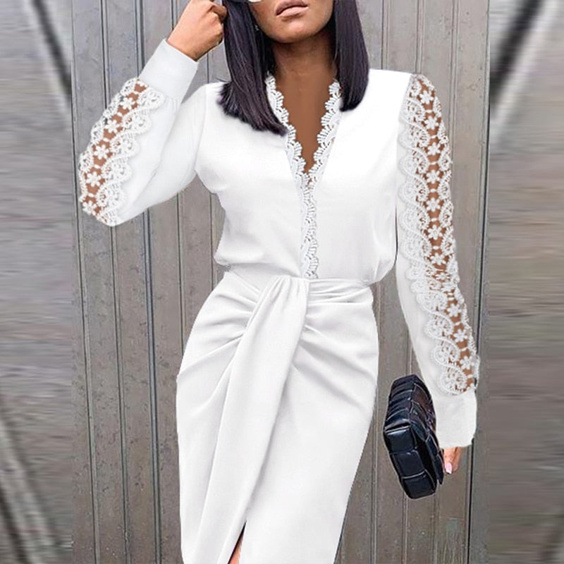 Mary | Women's V-Neck Midi Wrap Dress