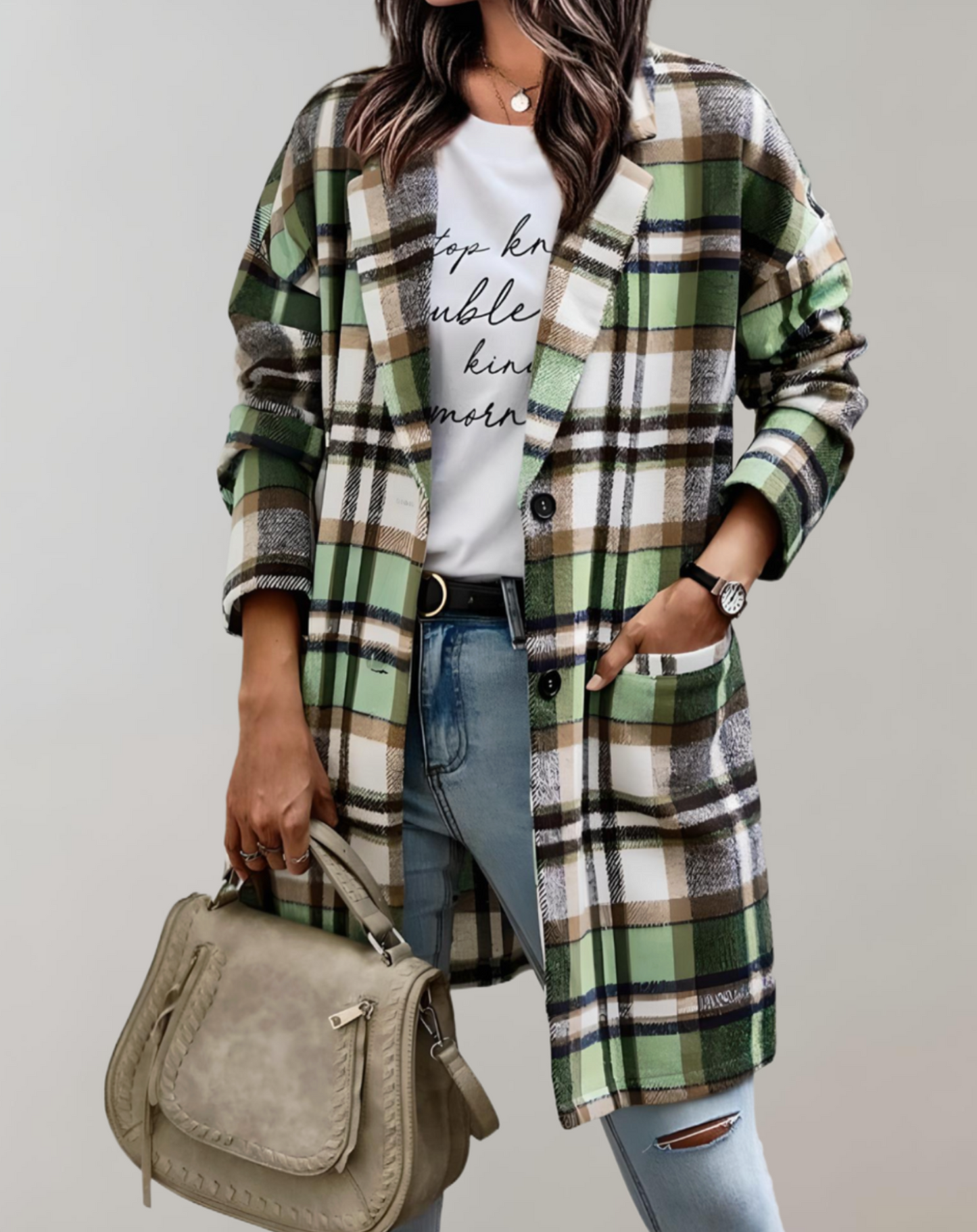 Fabiola | Oversized and long checked jacket